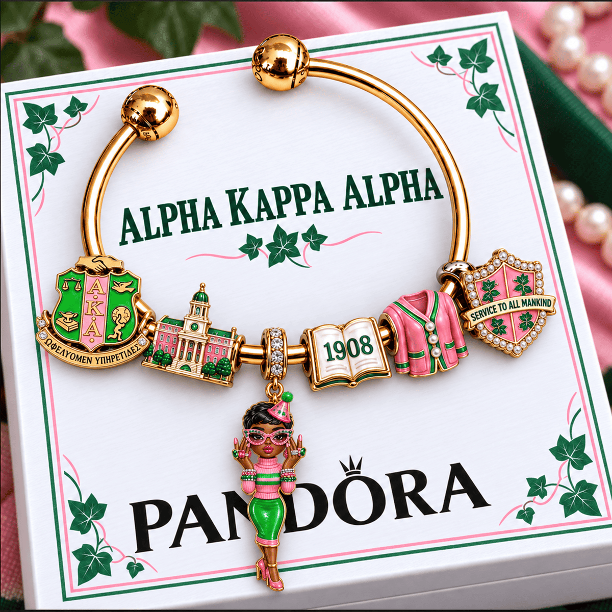AKA Silver Charm Bracelet Set NTVA