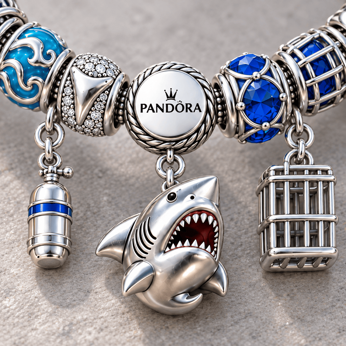 JAWS Silver Charm Bracelet Set NTTB