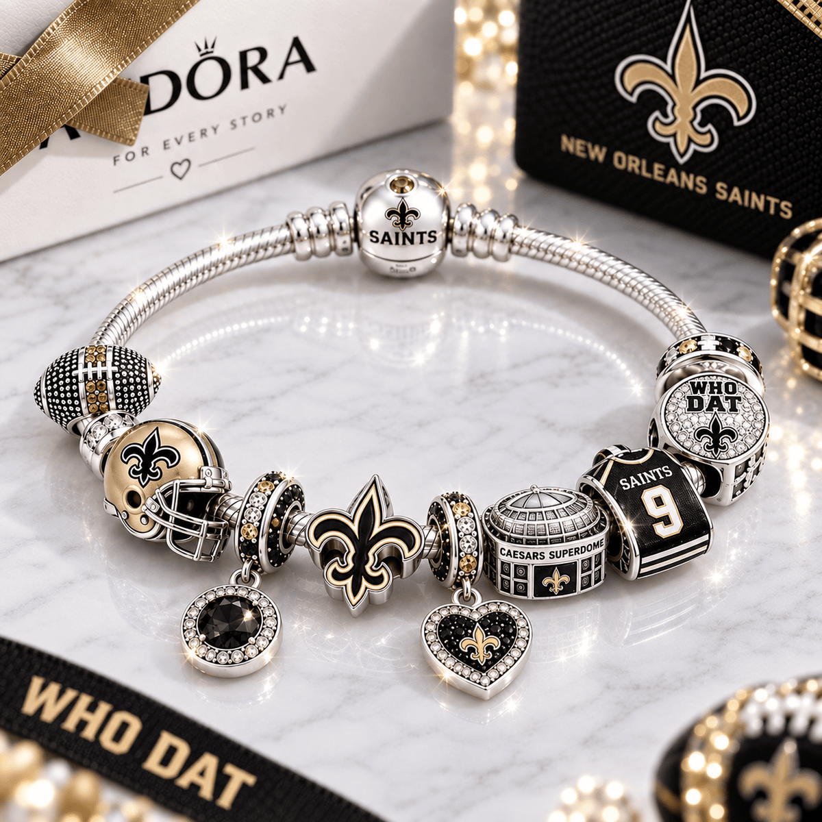 NOS Silver Charm Bracelet Set BMD