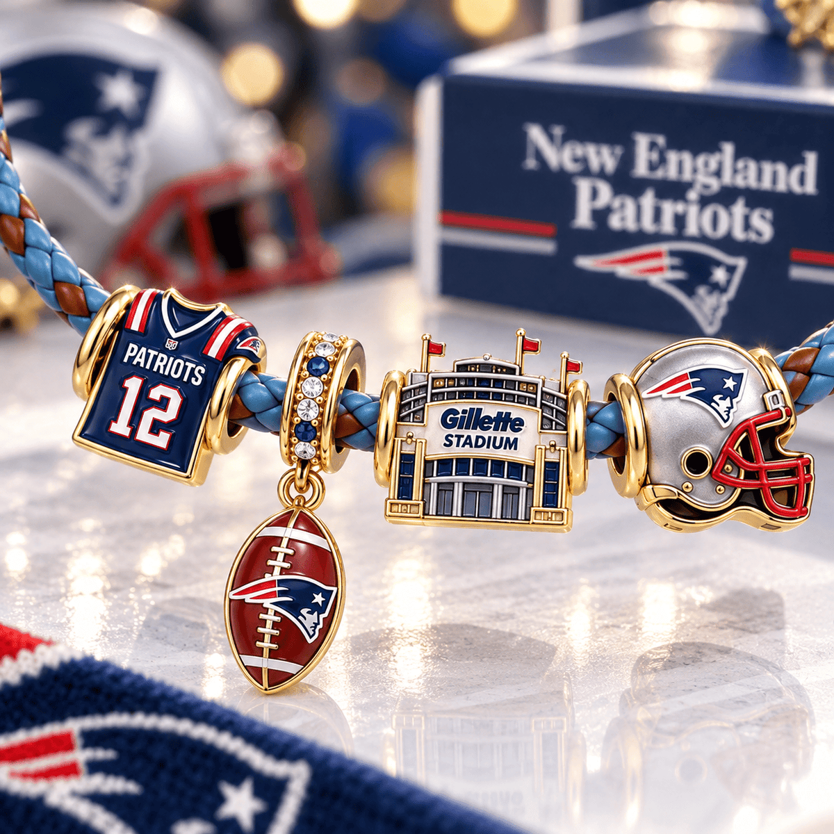 NEP Braided Leather Charm Bracelet Set VTH