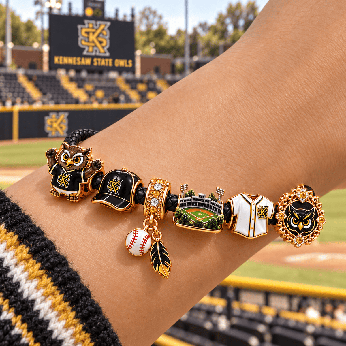 KSO Braided Leather Cord Charm Bracelet Set NHVH