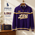 LSUT PREMIUM Varsity Cable-Knit Quarter-Zip Sweater NHVH