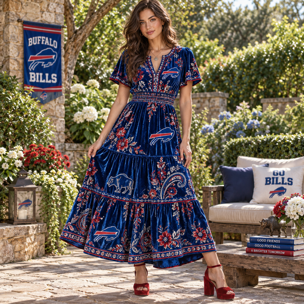 BFBL Premium Embroidered Velvet Maxi Dress PTKL