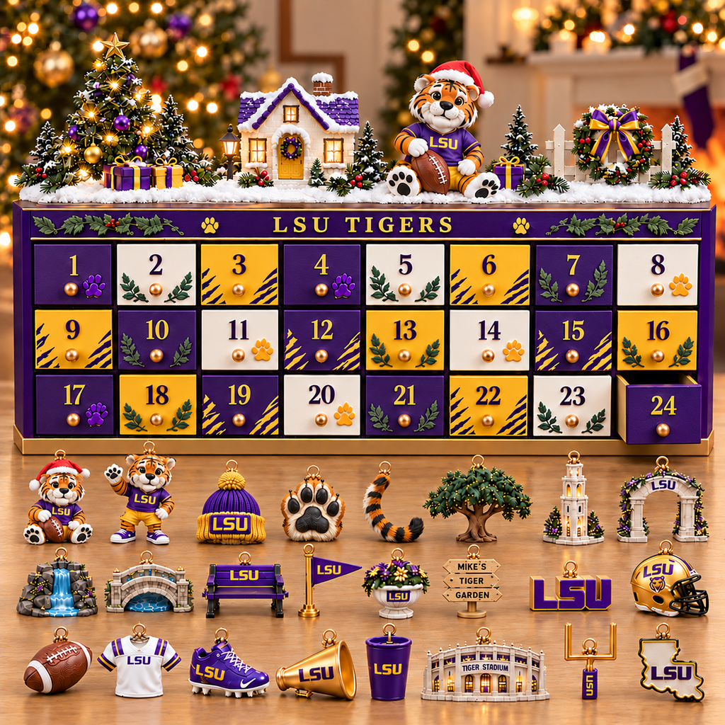Premium LSU Christmas Wooden Advent Calendar TTMH