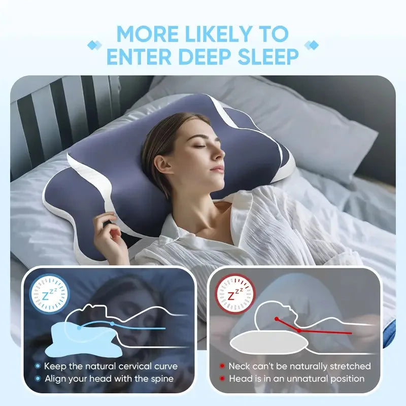 Memory Foam Cervical Pillow for Neck Pain Relief Ergonomic Orthopedic Neck Support Side Back Stomach Sleepers Ideal Gift